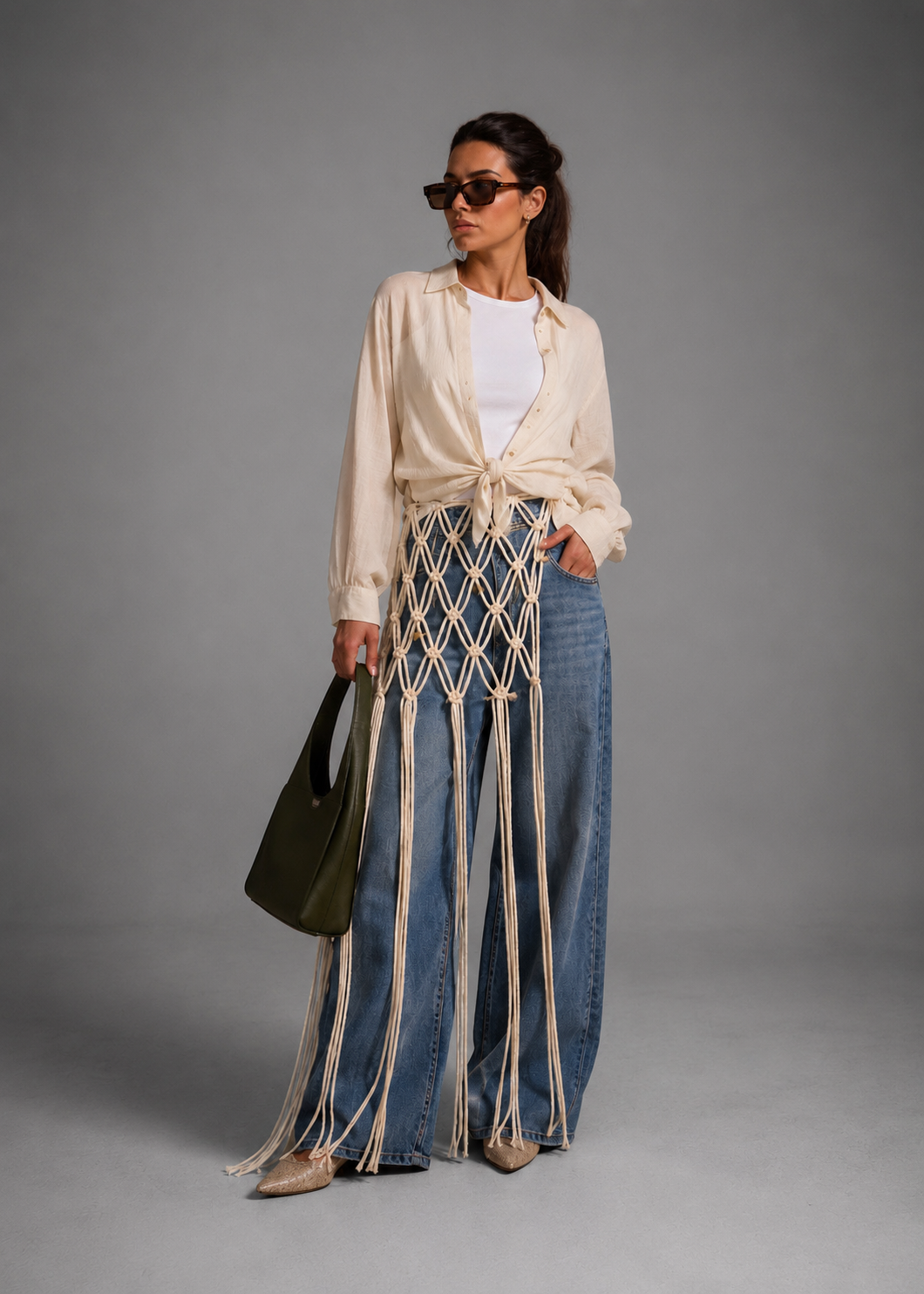 Rectangle macramé belt