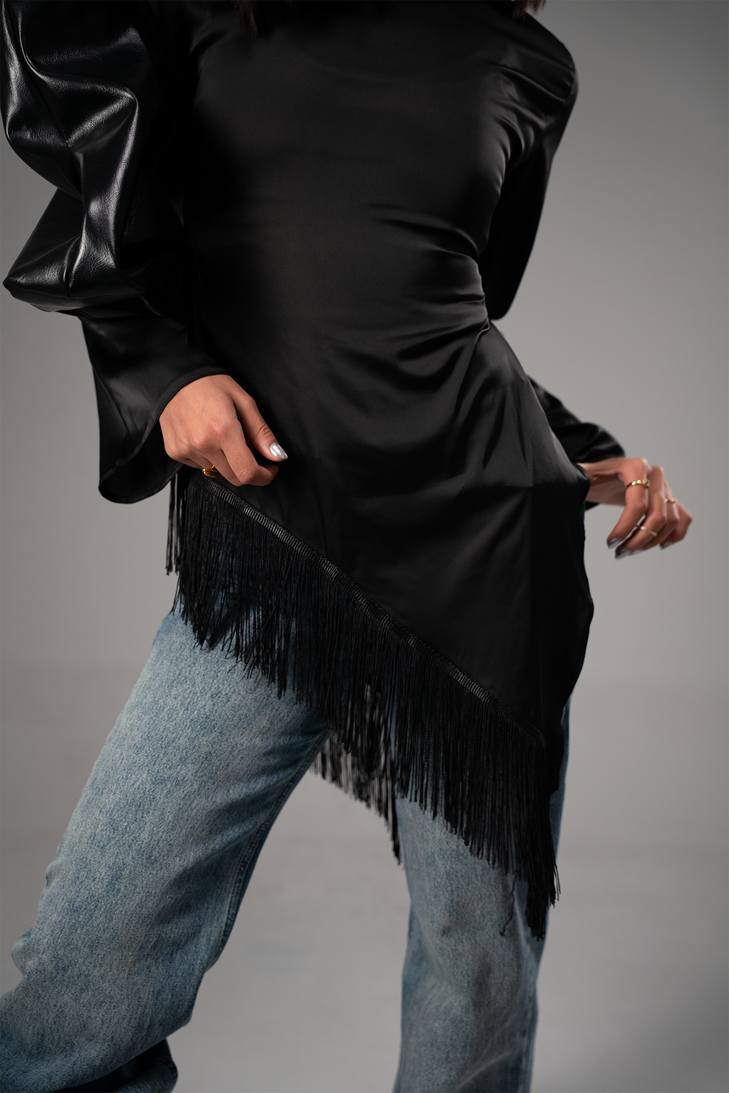 Fringes satin blouse