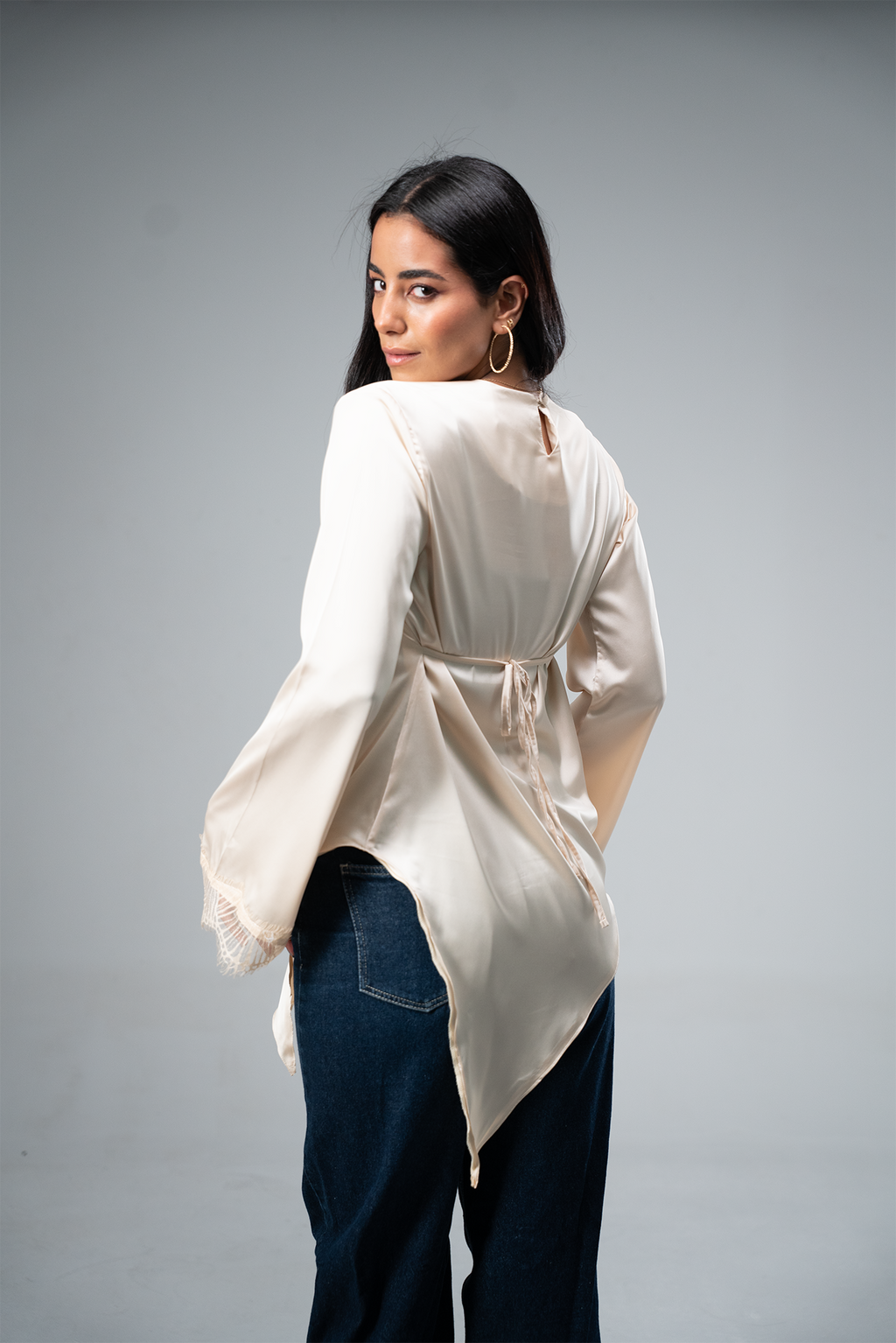Lace satin blouse