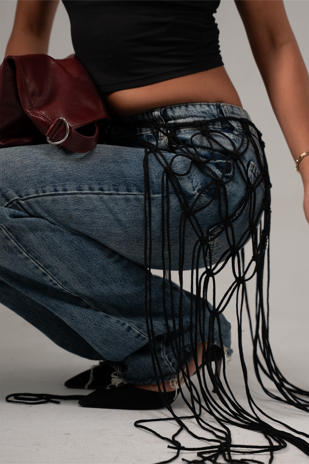 Black Macramé Belt