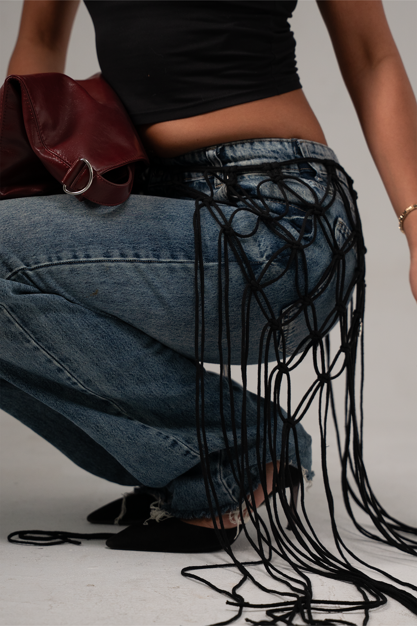 Black Macramé Belt