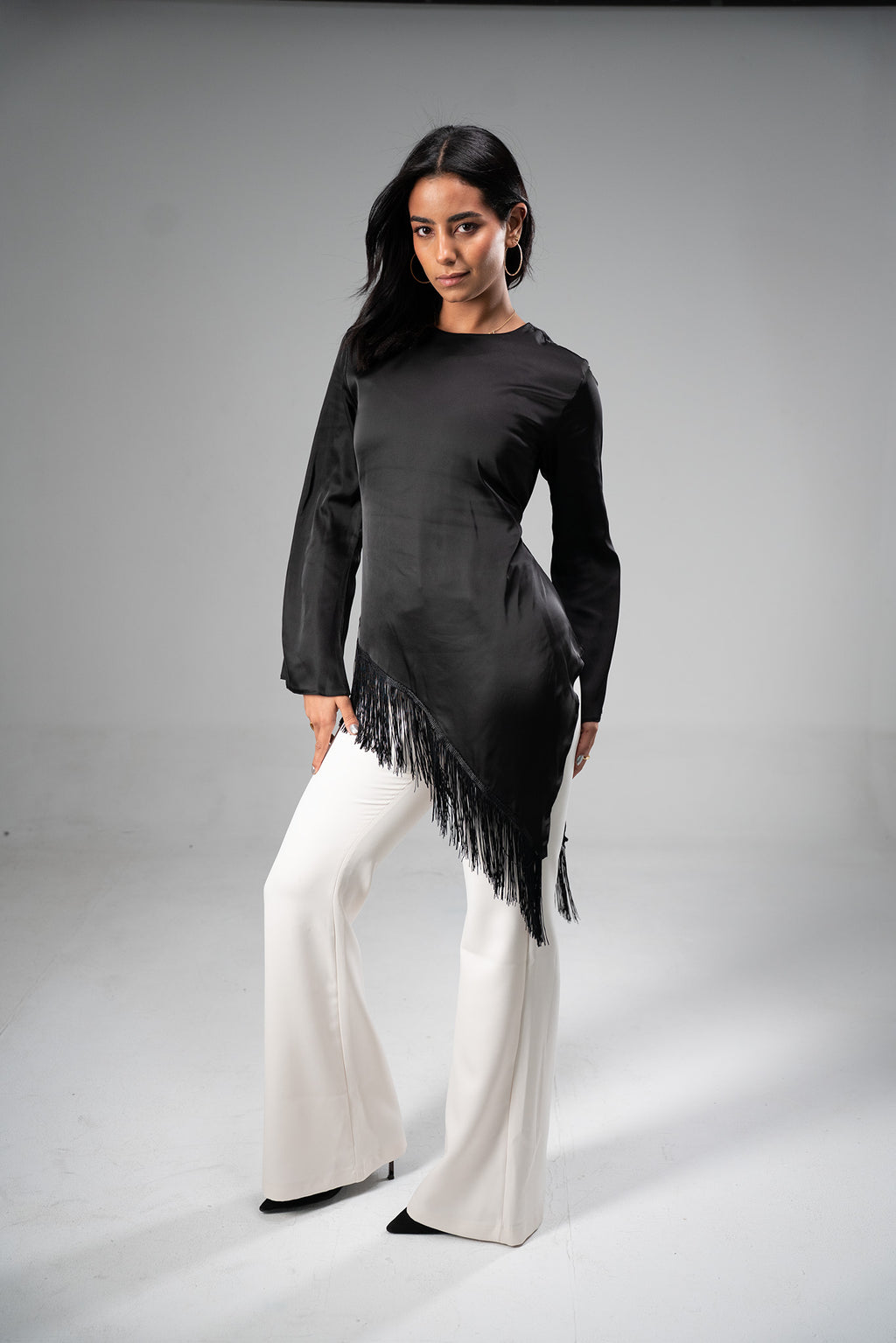 Fringes satin blouse