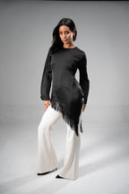 Fringes satin blouse